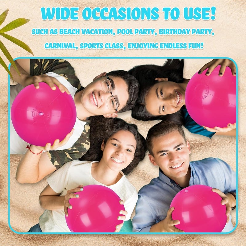 Raiten 12 Pcs Beach Ball Inflatable Beach Balls Large Inflatable Ball Floating Ball for Swimming Pool Party Favors Outdoor Activities Summer Birthday Party Supplies (Pink,12 Inch) - Image 5